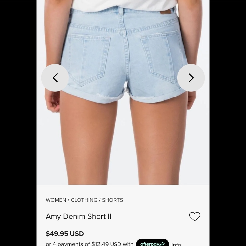Rip curl 28 in denim button fly light wash jeans shorts like new.